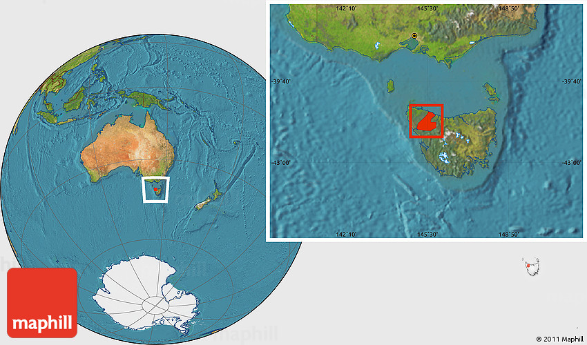 Satellite Location Map of Waratah/Wynyard