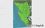 Political 3D Map of West Coast, satellite outside