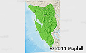 Political 3D Map of West Coast, shaded relief outside