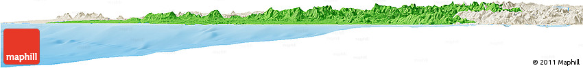 Political Horizon Map of West Coast, shaded relief outside