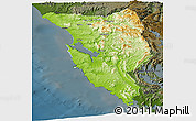 Physical Panoramic Map of West Coast, darken