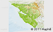 Physical Panoramic Map of West Coast, lighten