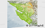 Physical Panoramic Map of West Coast, semi-desaturated