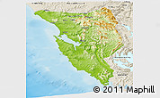 Physical Panoramic Map of West Coast, shaded relief outside