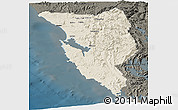 Shaded Relief Panoramic Map of West Coast, darken