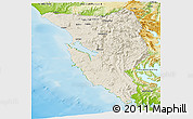Shaded Relief Panoramic Map of West Coast, physical outside