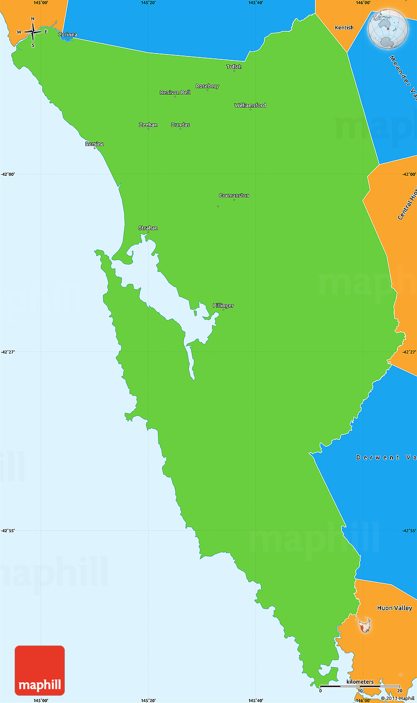 Street map North East Tasmania