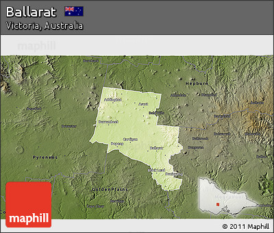 Physical 3D Map of Ballarat, darken