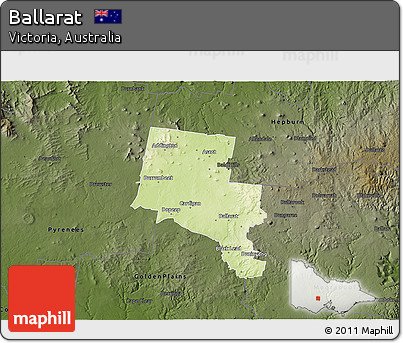 Physical 3D Map of Ballarat, darken