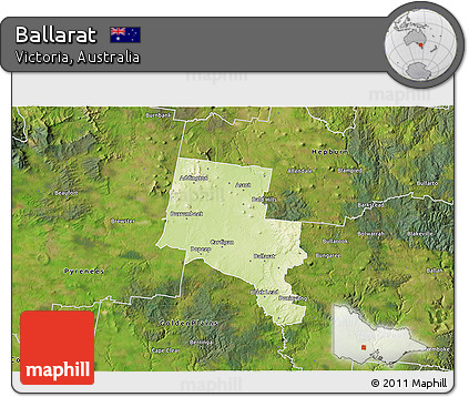 Physical 3D Map of Ballarat, satellite outside