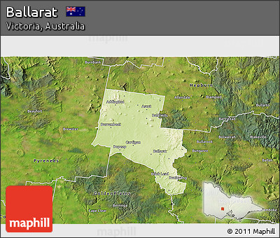 Physical 3D Map of Ballarat, satellite outside