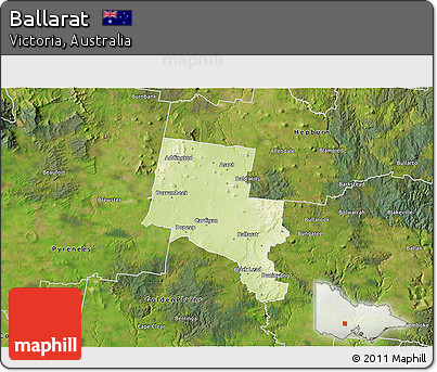 Physical 3D Map of Ballarat, satellite outside