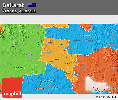 Political 3D Map of Ballarat
