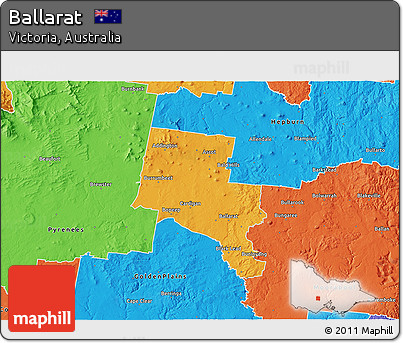Political 3D Map of Ballarat