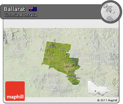 Satellite 3D Map of Ballarat, lighten