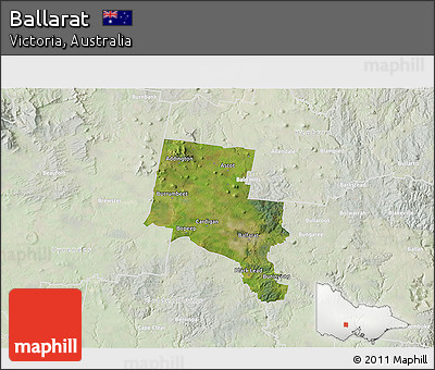 Satellite 3D Map of Ballarat, lighten