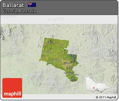 Satellite 3D Map of Ballarat, lighten