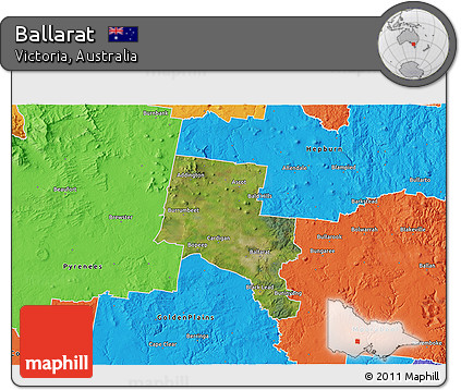 Satellite 3D Map of Ballarat, political outside