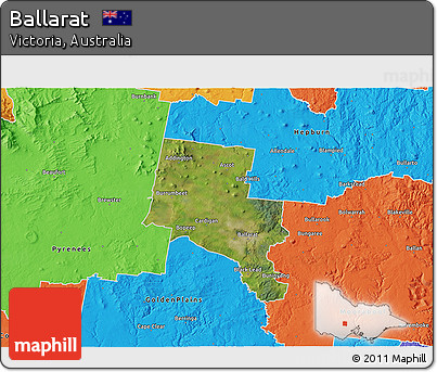 Satellite 3D Map of Ballarat, political outside