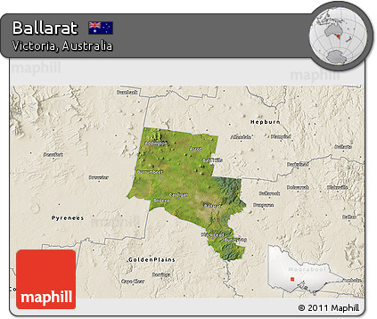Satellite 3D Map of Ballarat, shaded relief outside