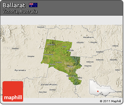 Satellite 3D Map of Ballarat, shaded relief outside
