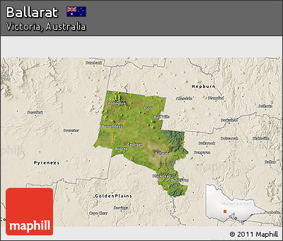 Satellite 3D Map of Ballarat, shaded relief outside