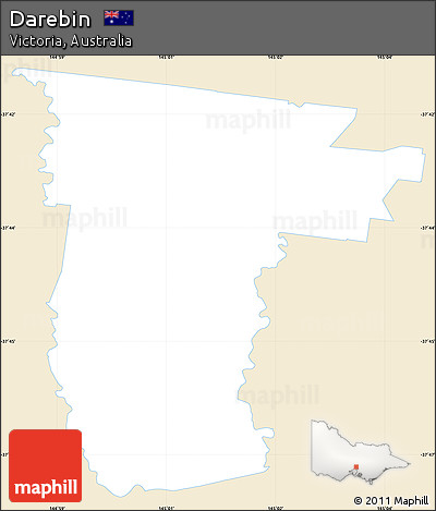 Classic Style Simple Map of Darebin, single color outside
