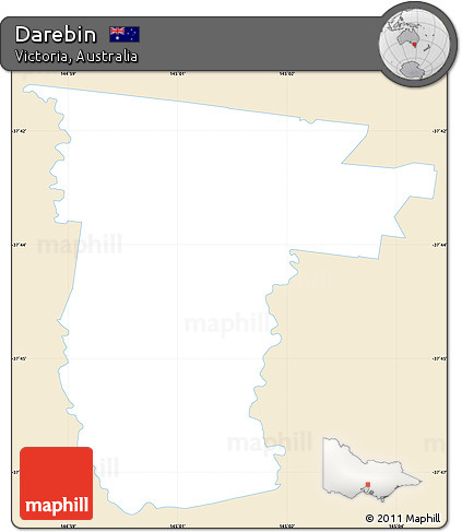 Classic Style Simple Map of Darebin, single color outside