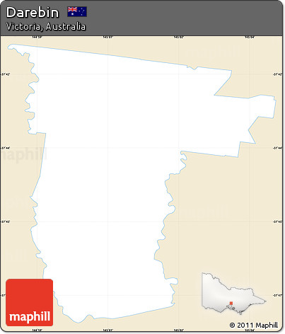 Classic Style Simple Map of Darebin, single color outside