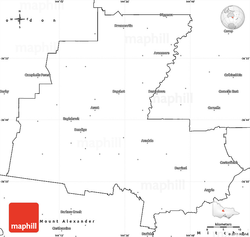 Map Of Bendigo And Surrounds Blank Simple Map Of Greater Bendigo