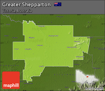 Physical Map of Greater Shepparton, darken
