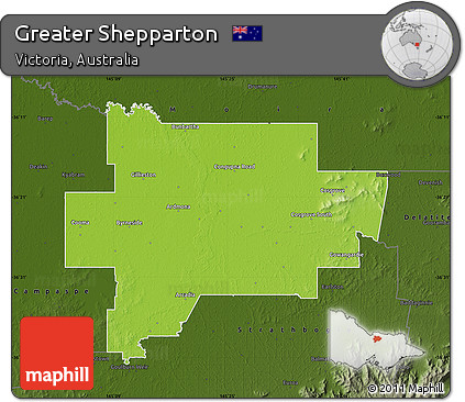 Physical Map of Greater Shepparton, darken