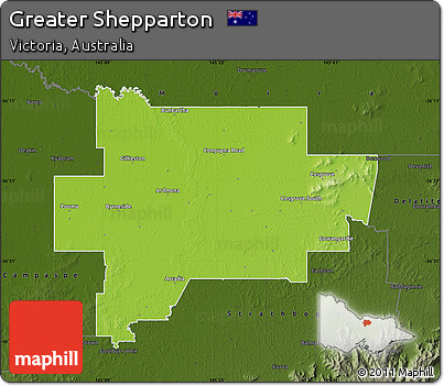 Physical Map of Greater Shepparton, darken