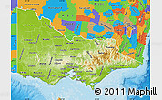 Physical Map of Victoria, political outside