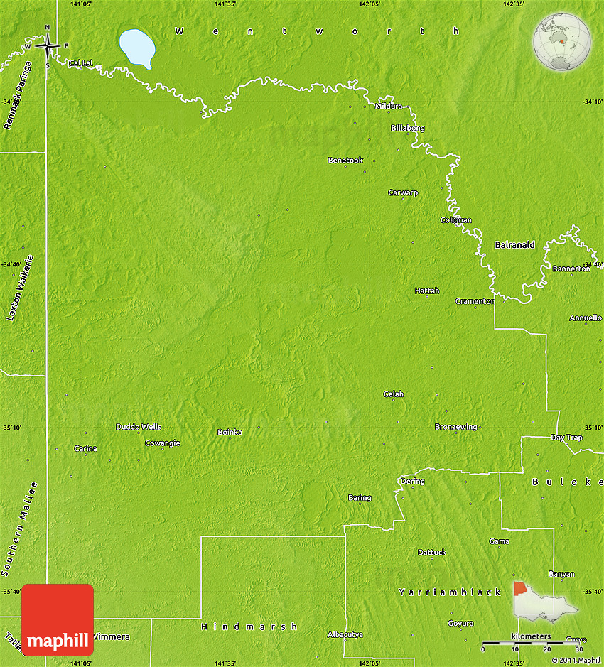 Physical Map of Mildura