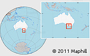 Gray Location Map of Warrnambool, highlighted country, within the entire country
