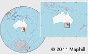 Gray Location Map of Warrnambool, highlighted country, highlighted parent region, within the entire country