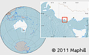 Gray Location Map of Warrnambool, highlighted country, hill shading