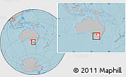 Gray Location Map of Warrnambool, highlighted parent region, within the entire country, hill shading