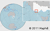 Gray Location Map of Warrnambool, highlighted parent region, hill shading