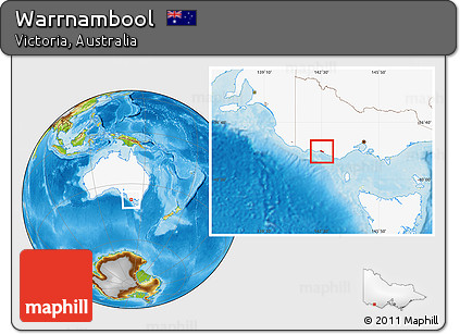 Physical Location Map of Warrnambool, highlighted country