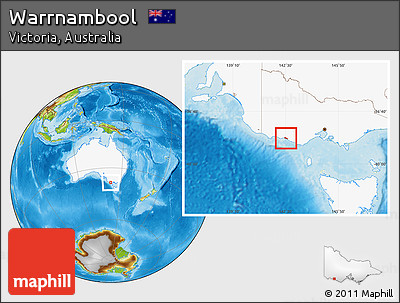 Physical Location Map of Warrnambool, highlighted country