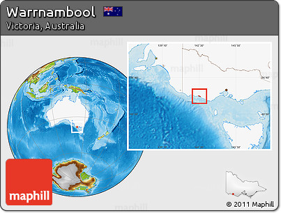 Physical Location Map of Warrnambool, highlighted country