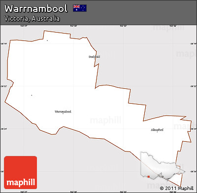 Classic Style Simple Map of Warrnambool, cropped outside