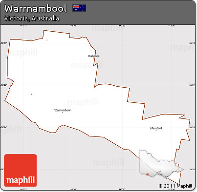 Classic Style Simple Map of Warrnambool, cropped outside