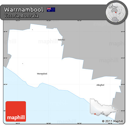 Gray Simple Map of Warrnambool, single color outside