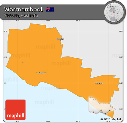 Political Simple Map of Warrnambool, single color outside