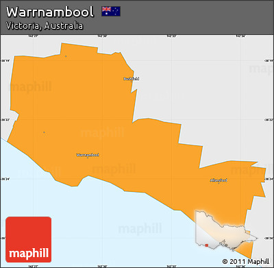 Political Simple Map of Warrnambool, single color outside