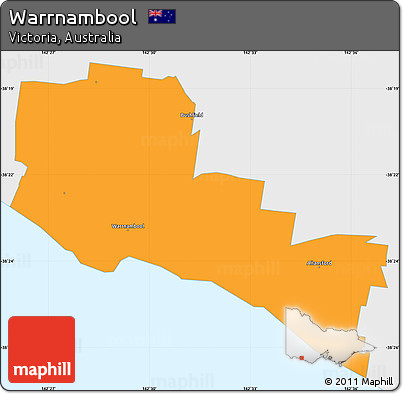 Political Simple Map of Warrnambool, single color outside