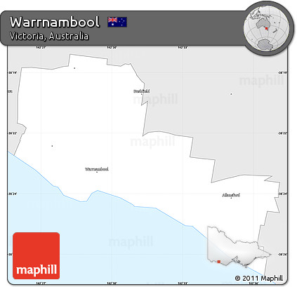 Silver Style Simple Map of Warrnambool